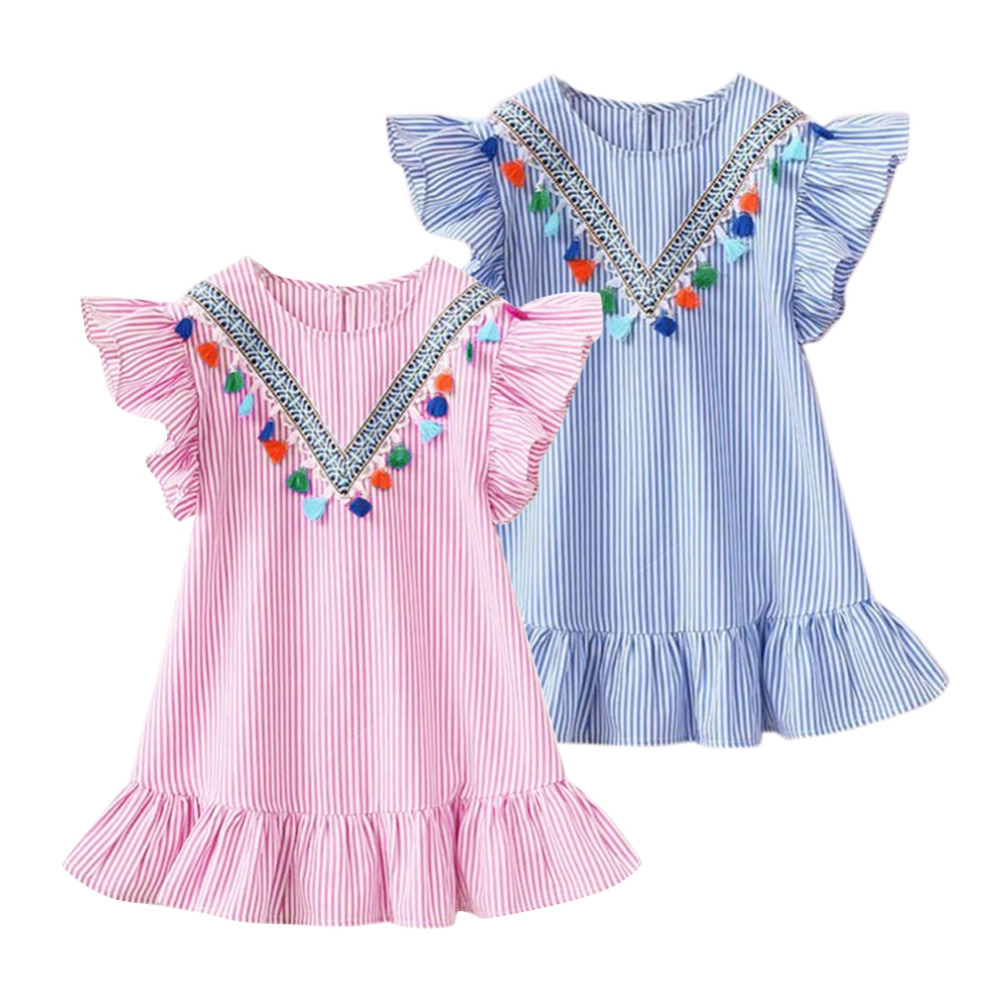 Toddler Dresses Stripes Print